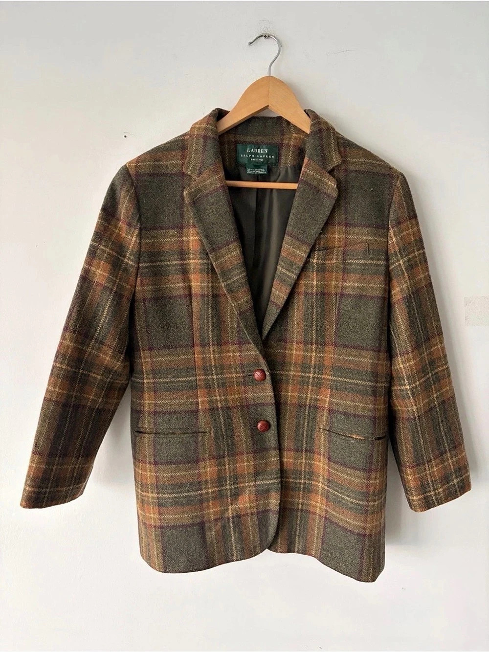 Lauren Ralph Lauren Petite Plaid Blazer in Brown & Green Size 12P